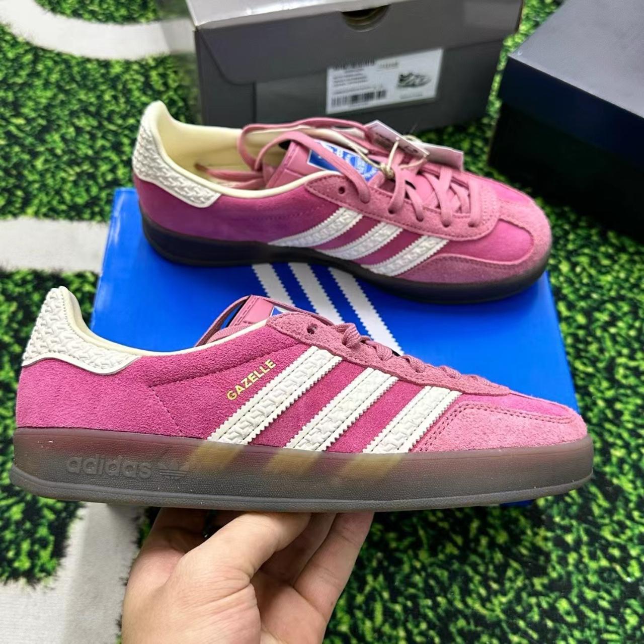 adidas original gazelle indoor trainers for women... - Depop