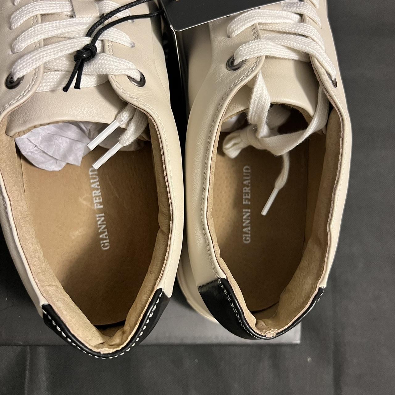 Gianni Feraud Oppenheim Leather Cream Trainer Shoe... - Depop