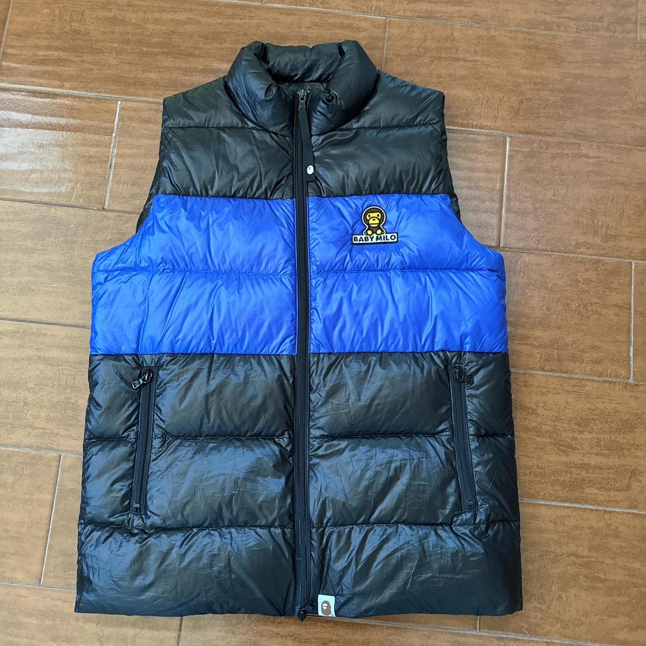 Bape black and blue puffer vest Bape Depop