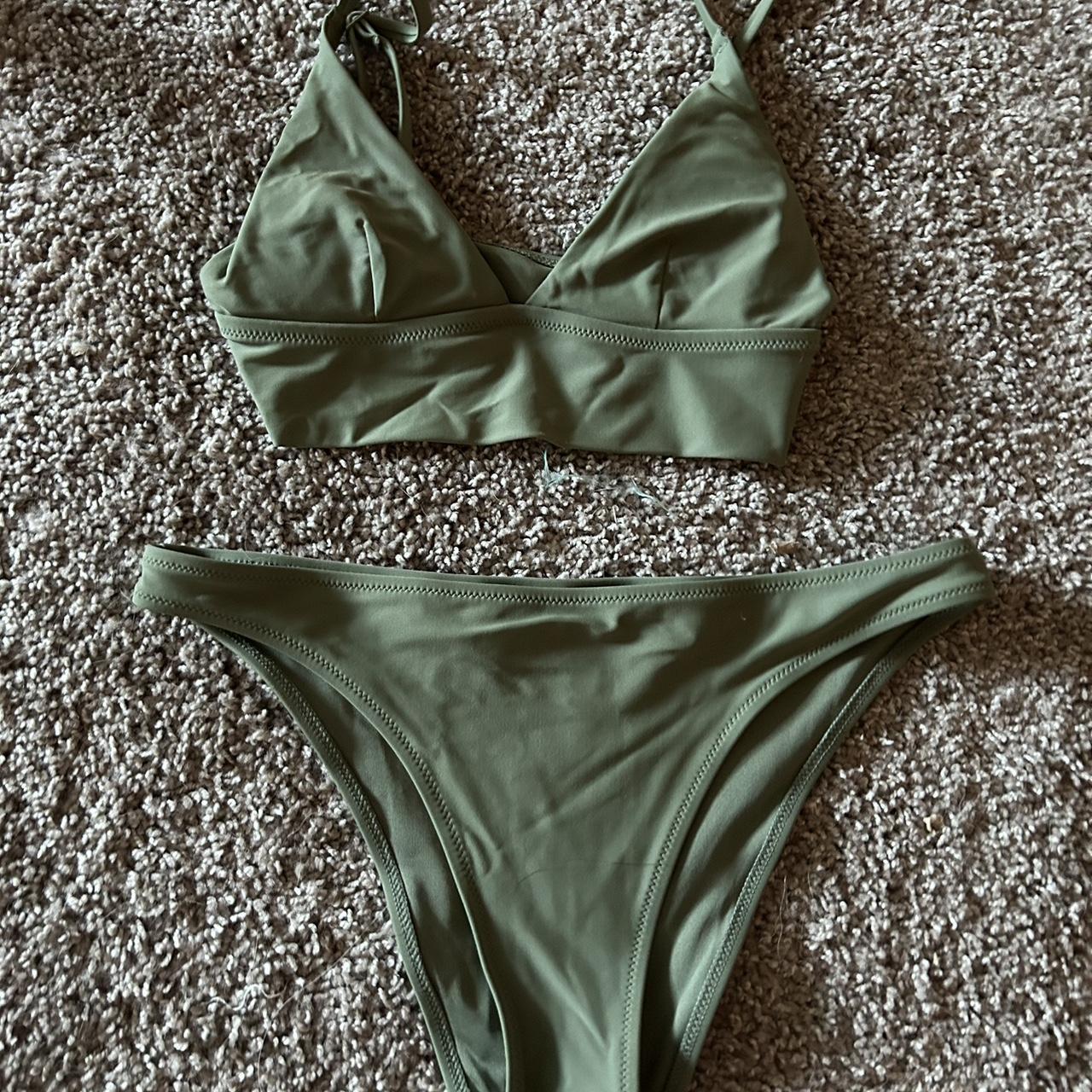 Olive green bikini from aerie both size small... - Depop