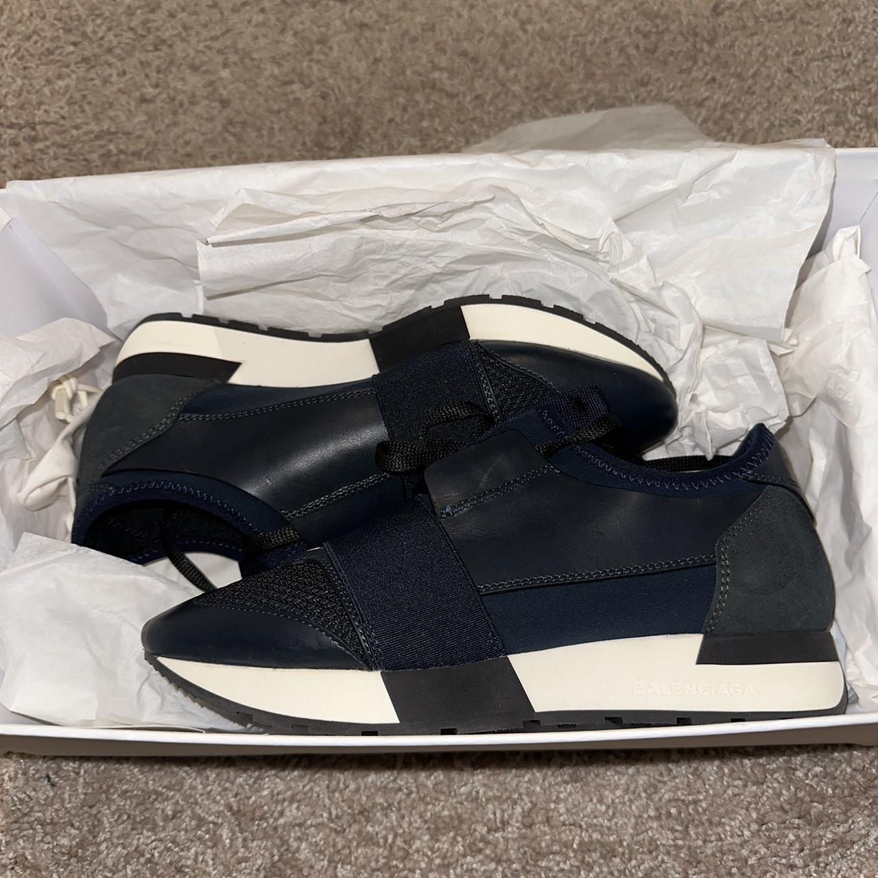 Navy blue balenciaga race %100 Depop