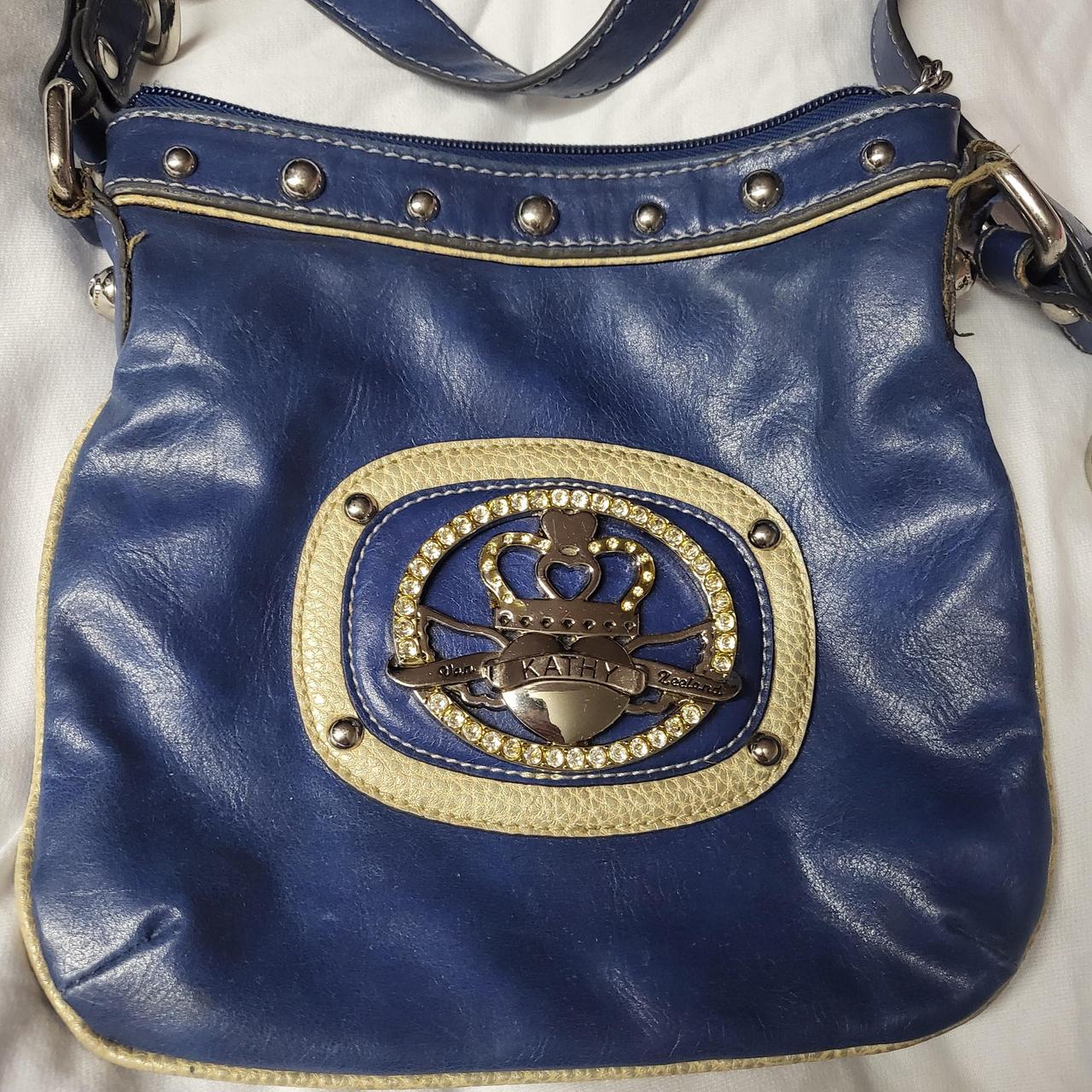 Kathy van Zeeland blue crossbody purse with