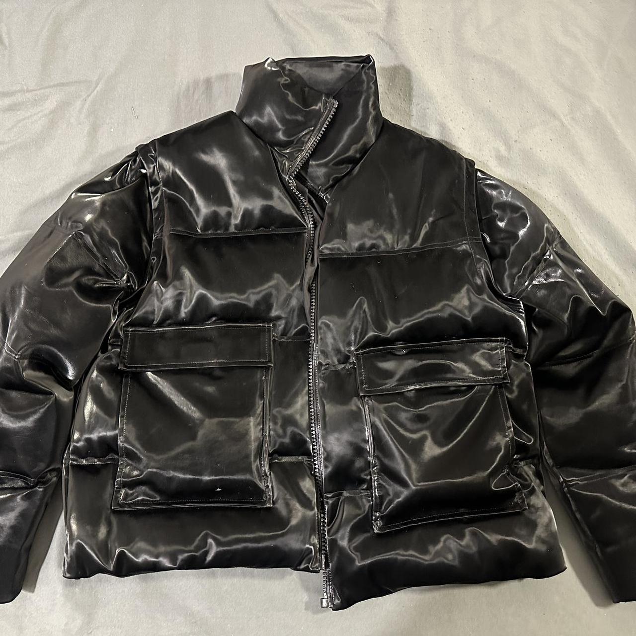 Topshop sheen puffer jacket with removeable sleeves