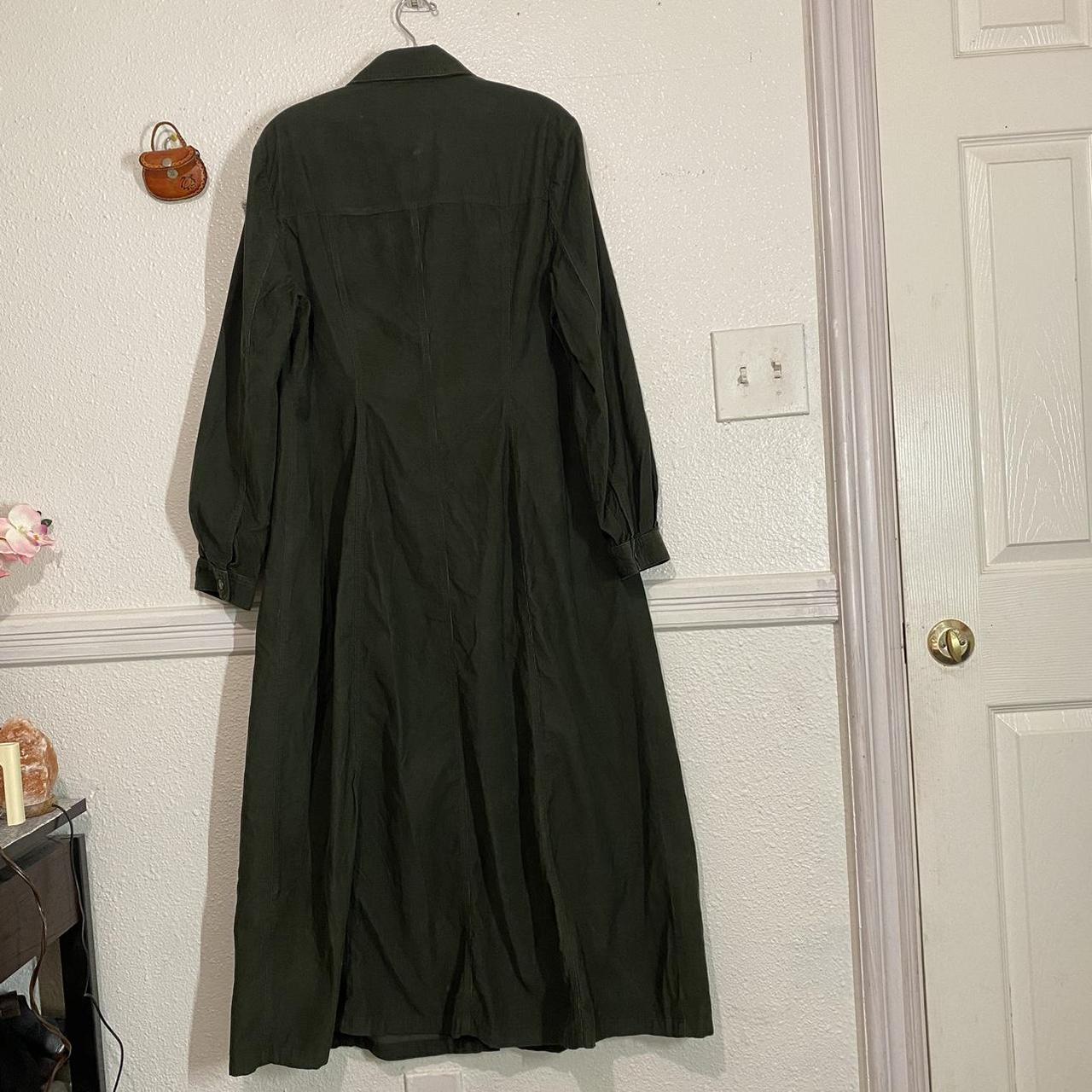 90s Y2K outlet Newport News Jeanology Green Duster Corduroy Button Front Coat Dress 8