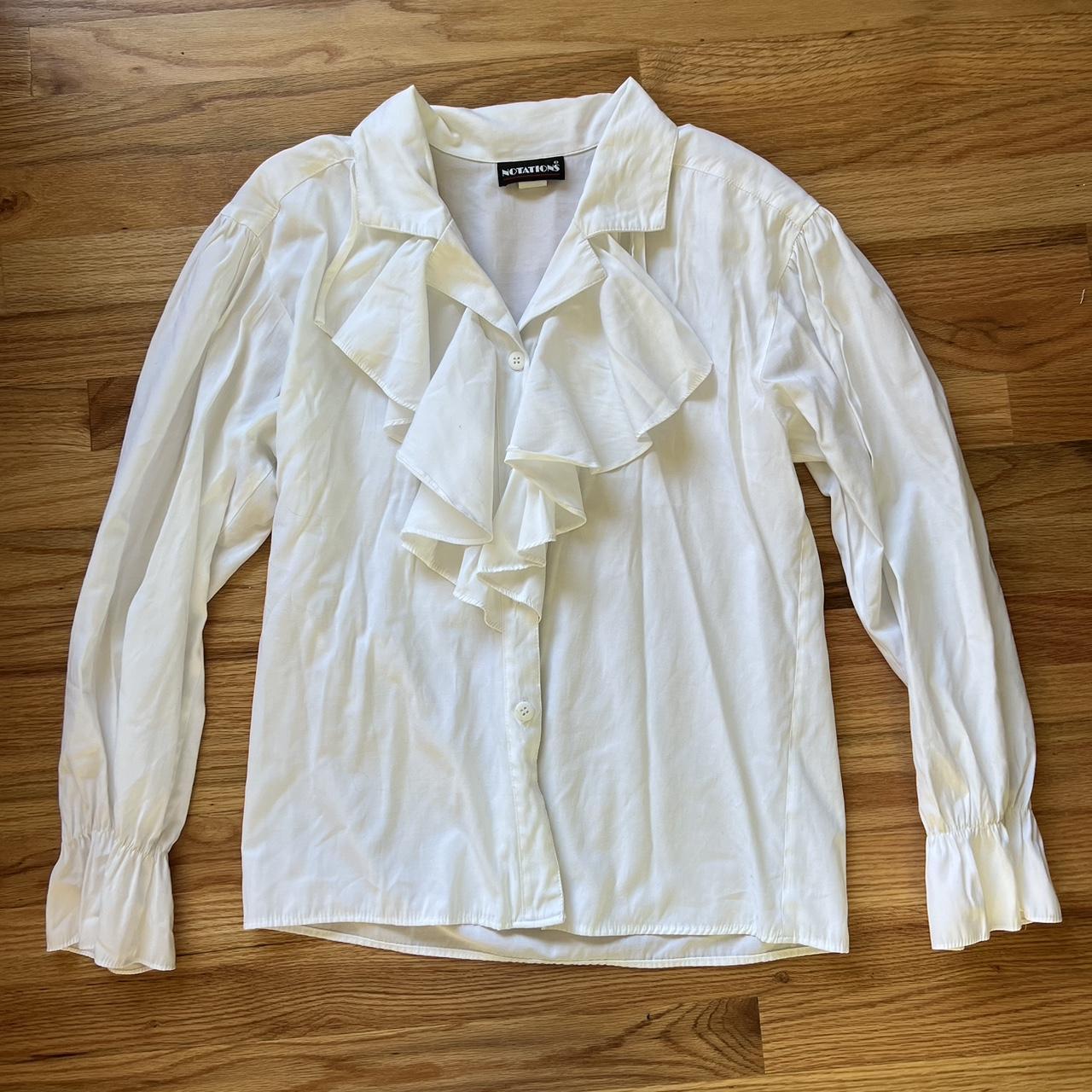 notations y2k ruffle button up top giving sexy... - Depop