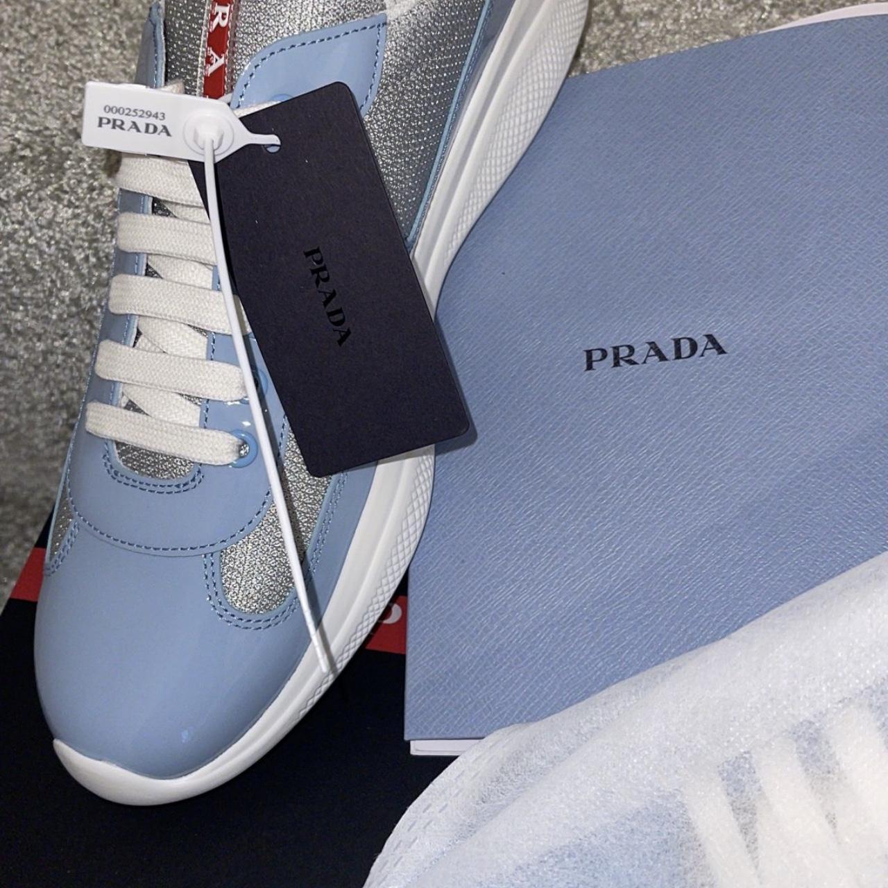 Mens blue prada trainers best sale