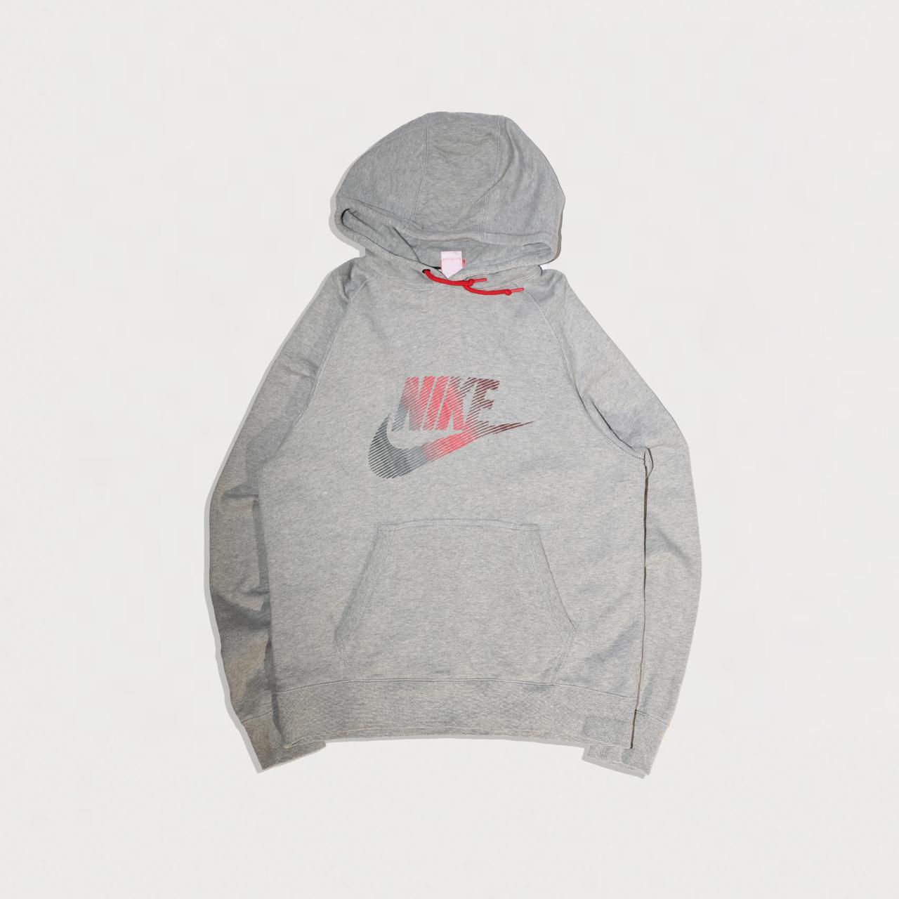 Men Grey Red Nike Gradient Pullover Hoodie. Size L. Depop