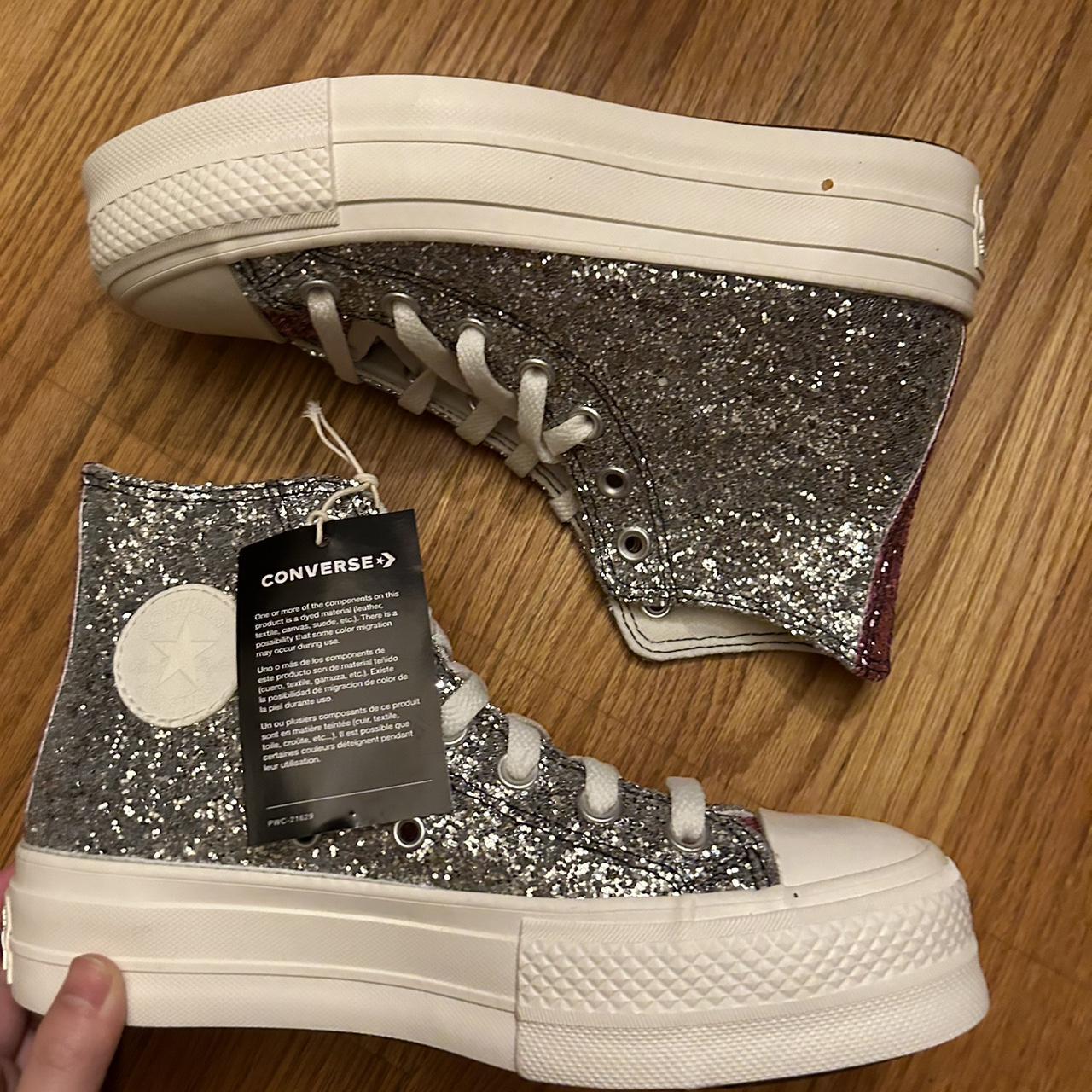 Converse platform glitter argento best sale