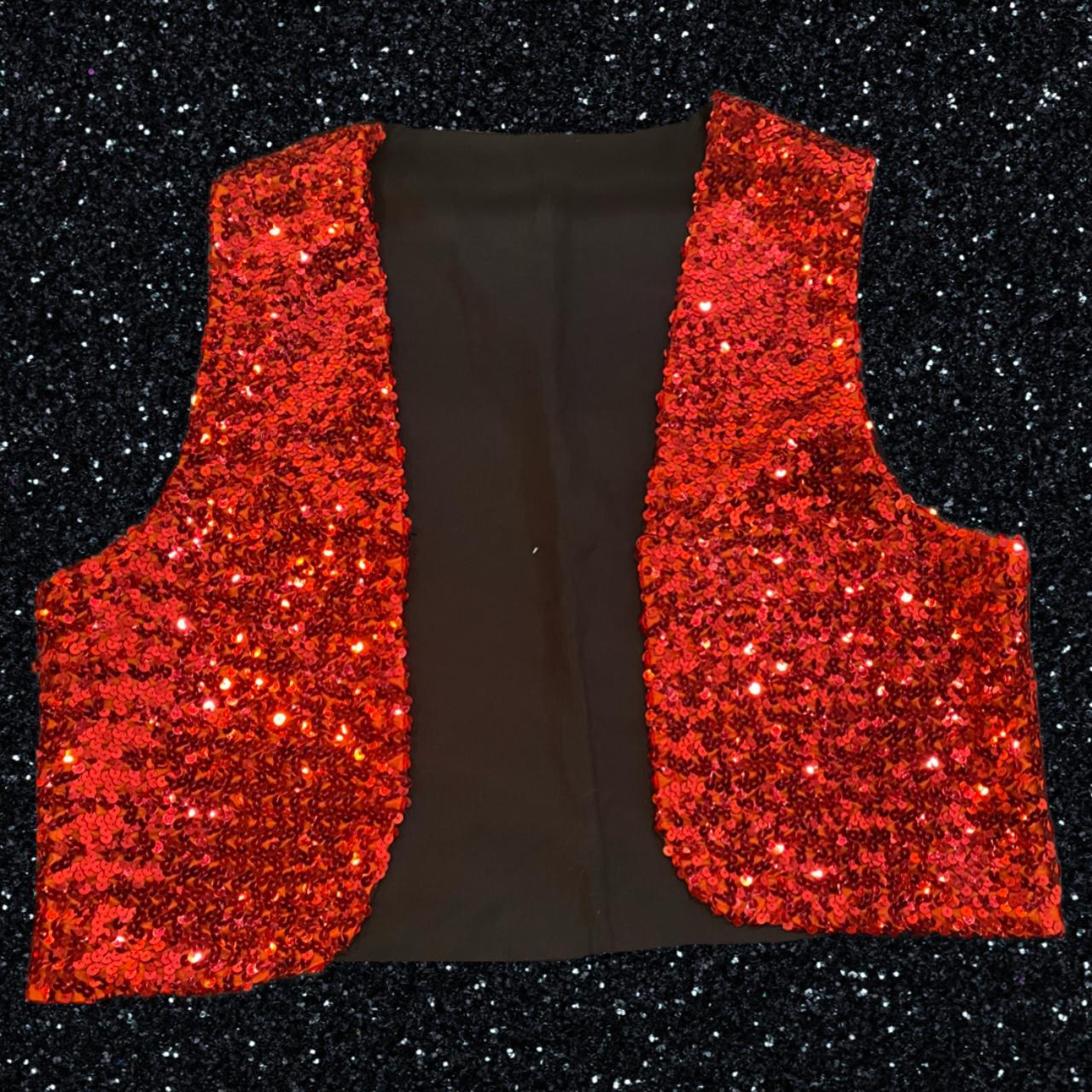 Red Sequin Vest L/XL Chest: 27 1/2