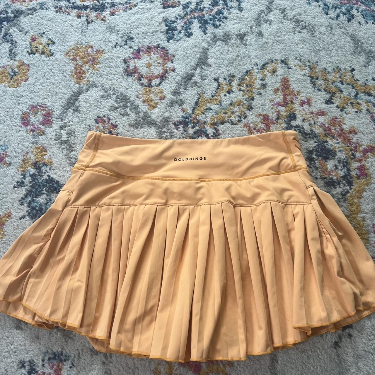 Women's Skirt - Orange/Yellow - L – Gold Hinge orange pleated tennis skirt Size …