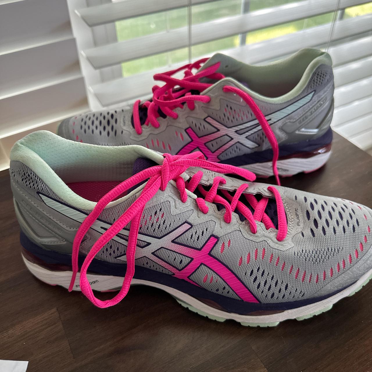 ASICS Gel Kayano 23 grey and pink trainers Women s. Depop