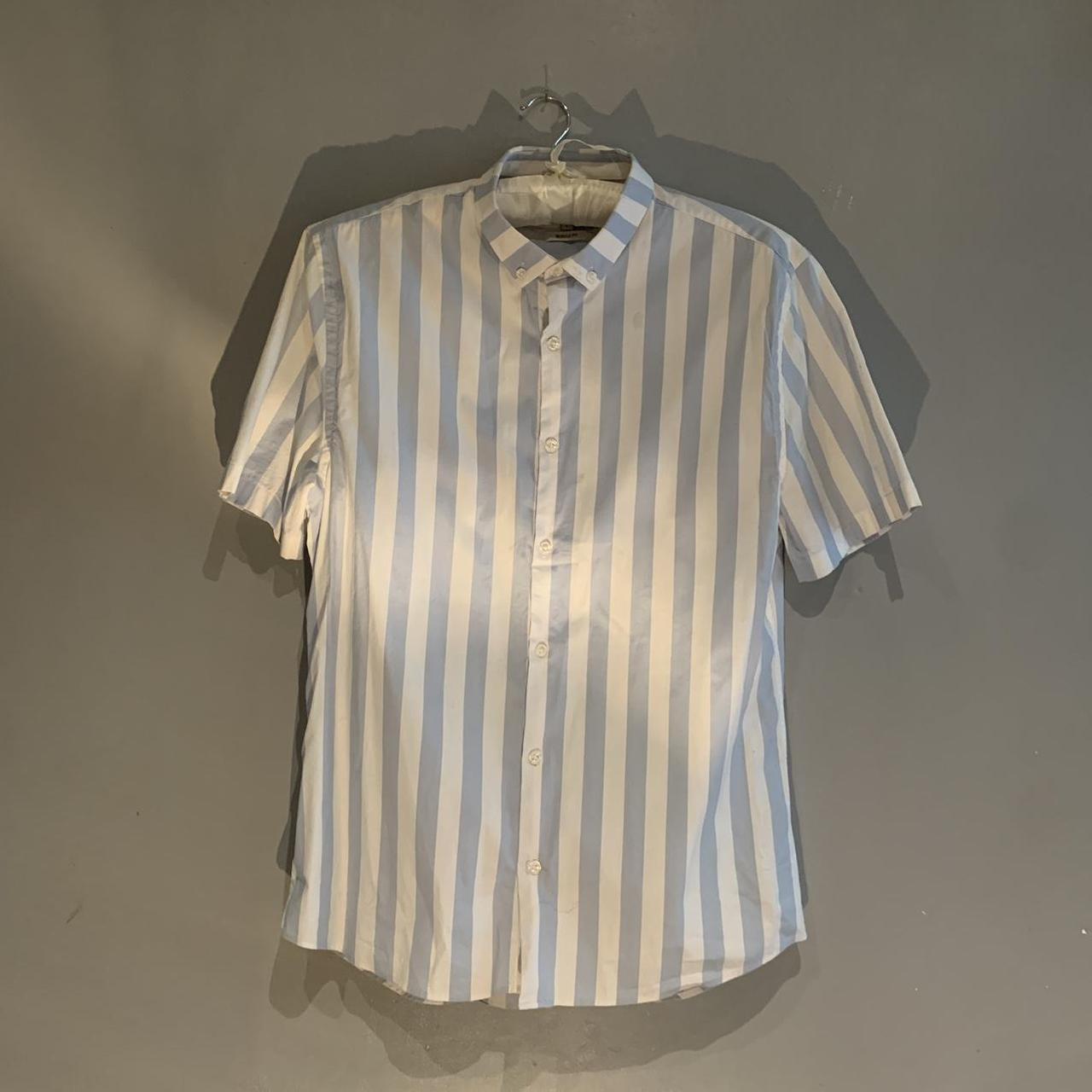 River Island Men's Blue and White Shirt | Depop