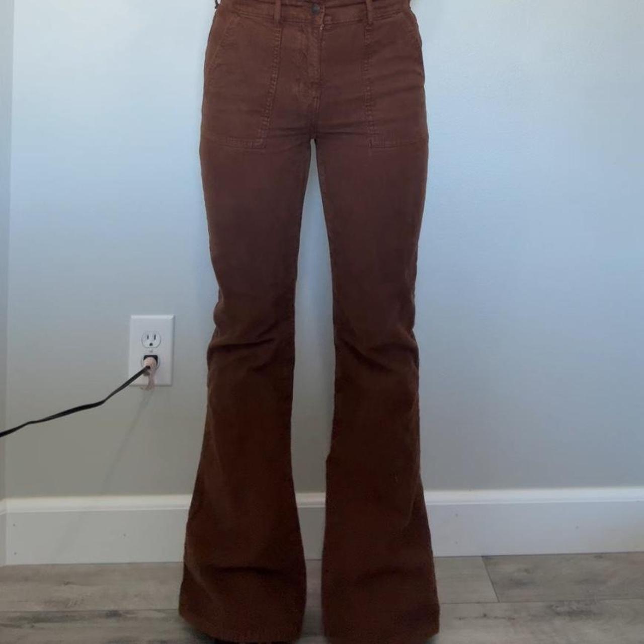 Brown Corduroy Flare Pants BIN L 17” flat measure - Depop