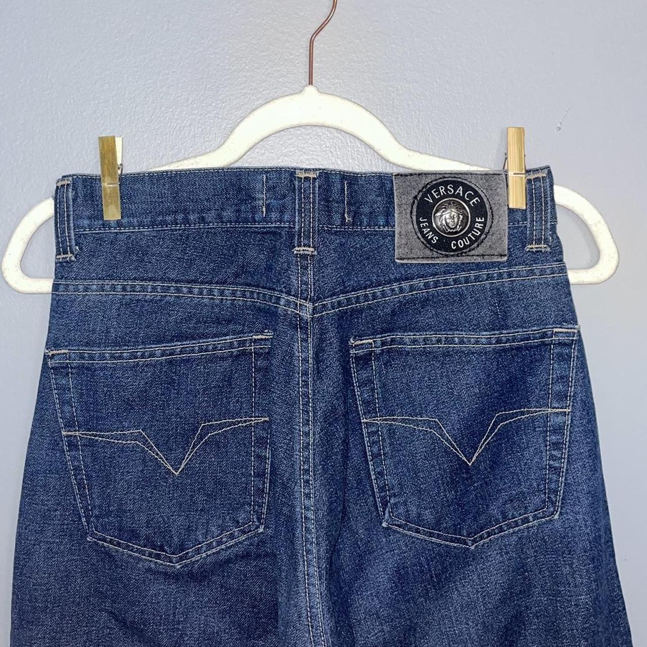 Versace Jeans Couture Women's Blue and Navy Jeans | Depop