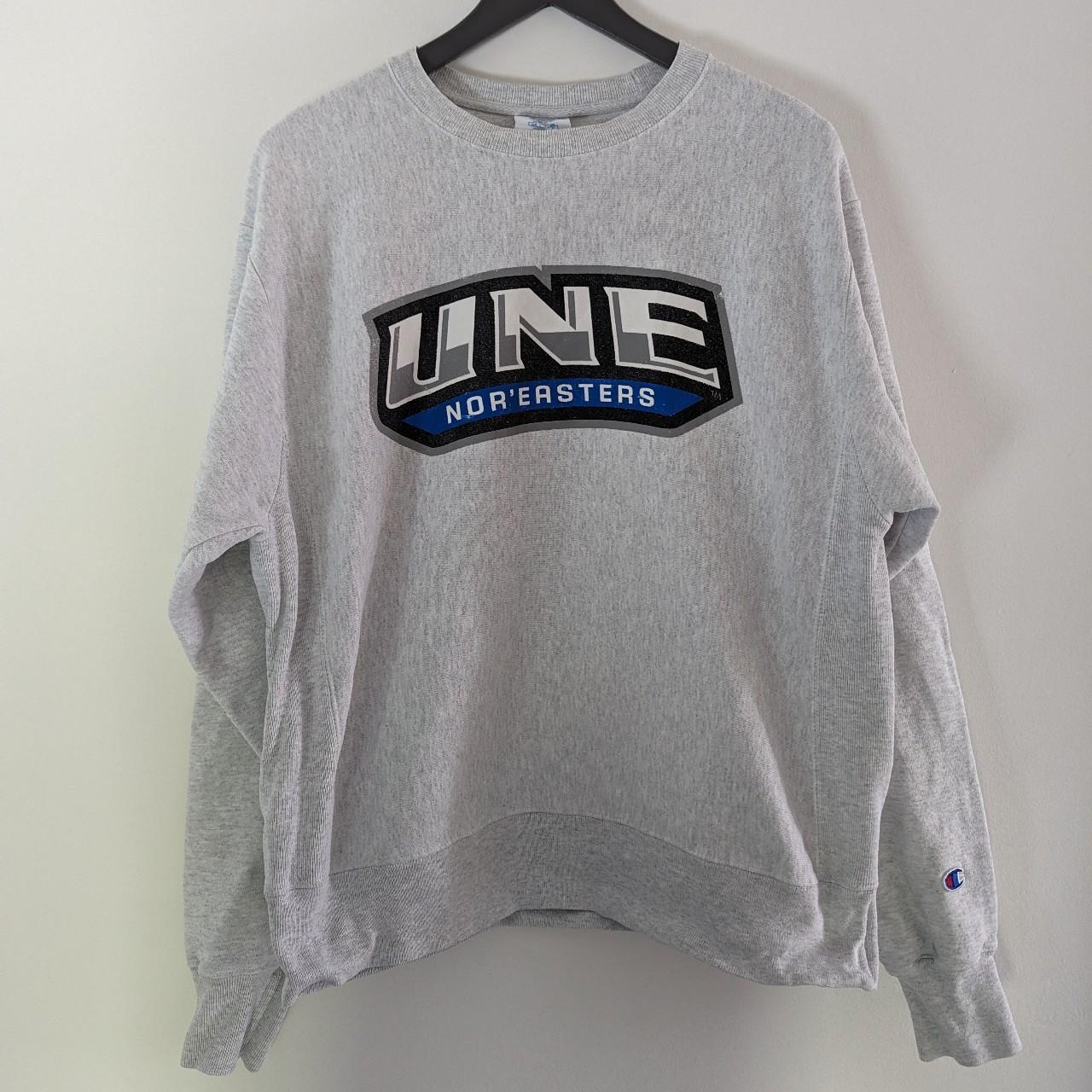 UNE Nor'easters Champion Reverse Weave Grey... - Depop