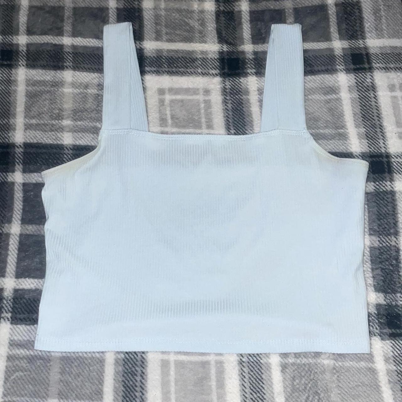 cool blue tank top w/ raw hem by no boundaries size - Depop