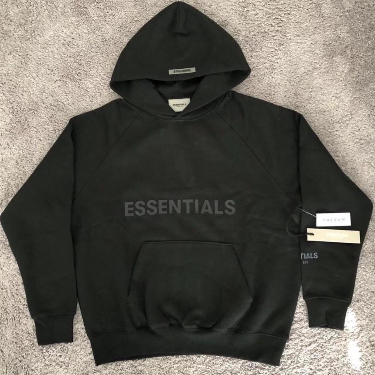 Essentials hoodie black and brand new size XS but... - Depop