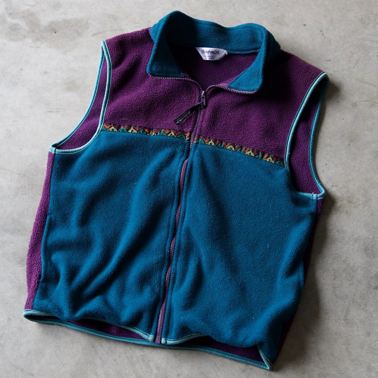 vintage 90s campmore aztec fleece vest zip up- - Depop