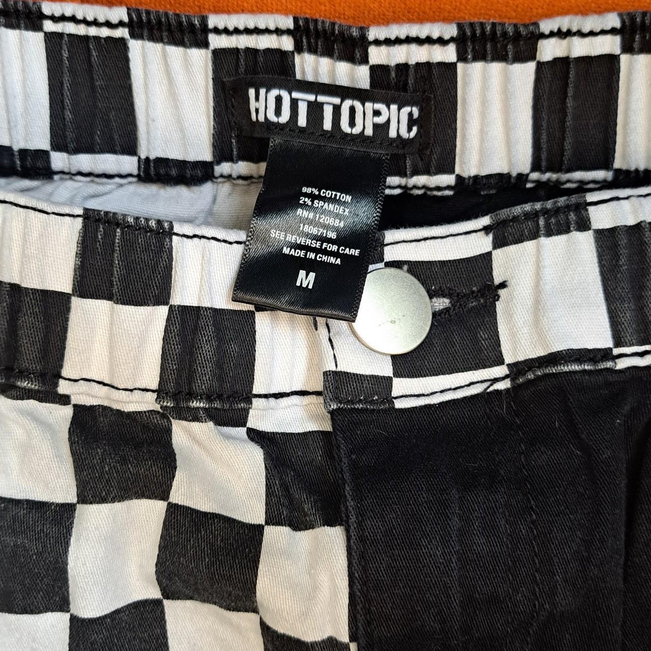 Half black, half checkered print pants, size M, Hot | Depop