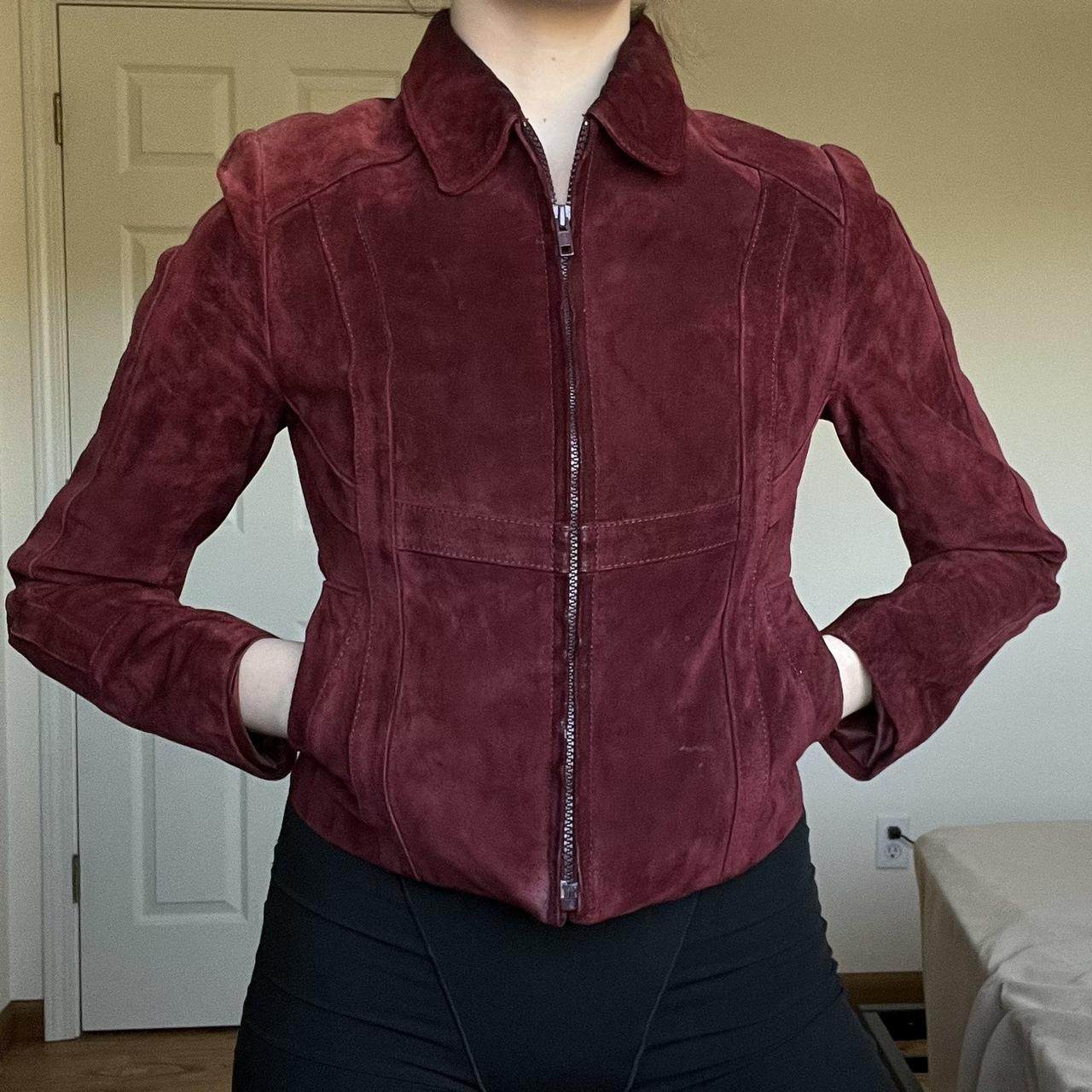 Maroon hot sale suede jacket