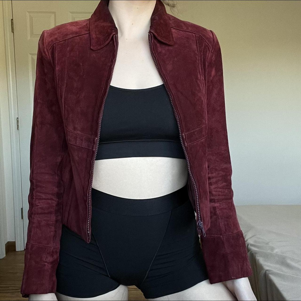 Suede on sale jacket burgundy