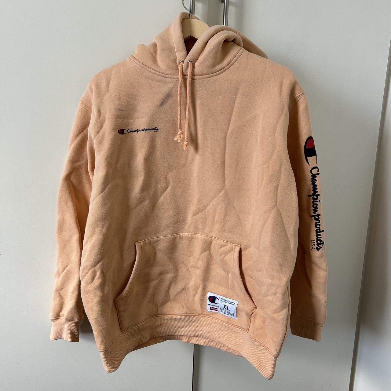 Champion x supreme peach hoodie online