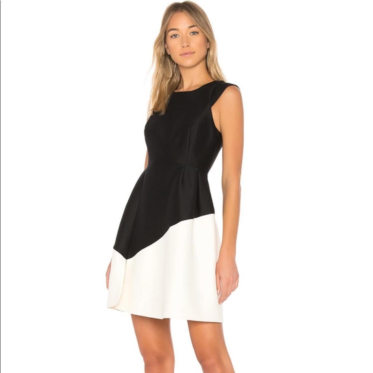 Halston black and white dress hotsell