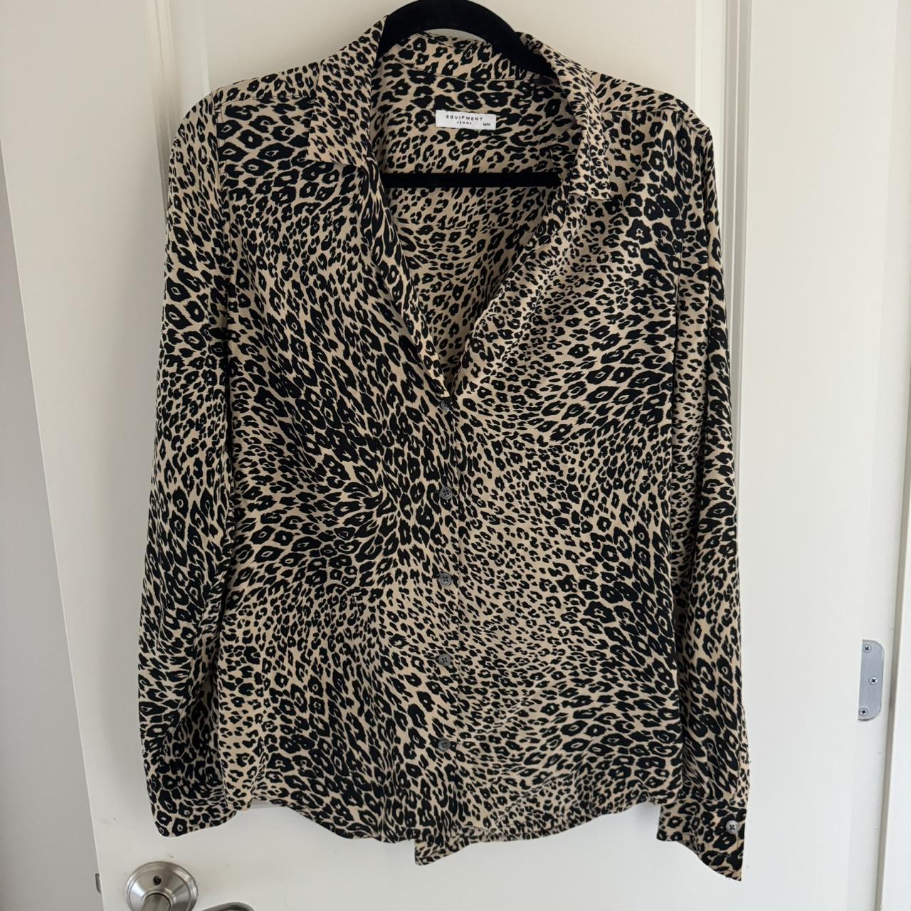 Tシャツ・カットソー Equipment Equipment Woman's Animalier Silk Shirt Equipment Femme | Natural Leopard Slim Signature | Depop