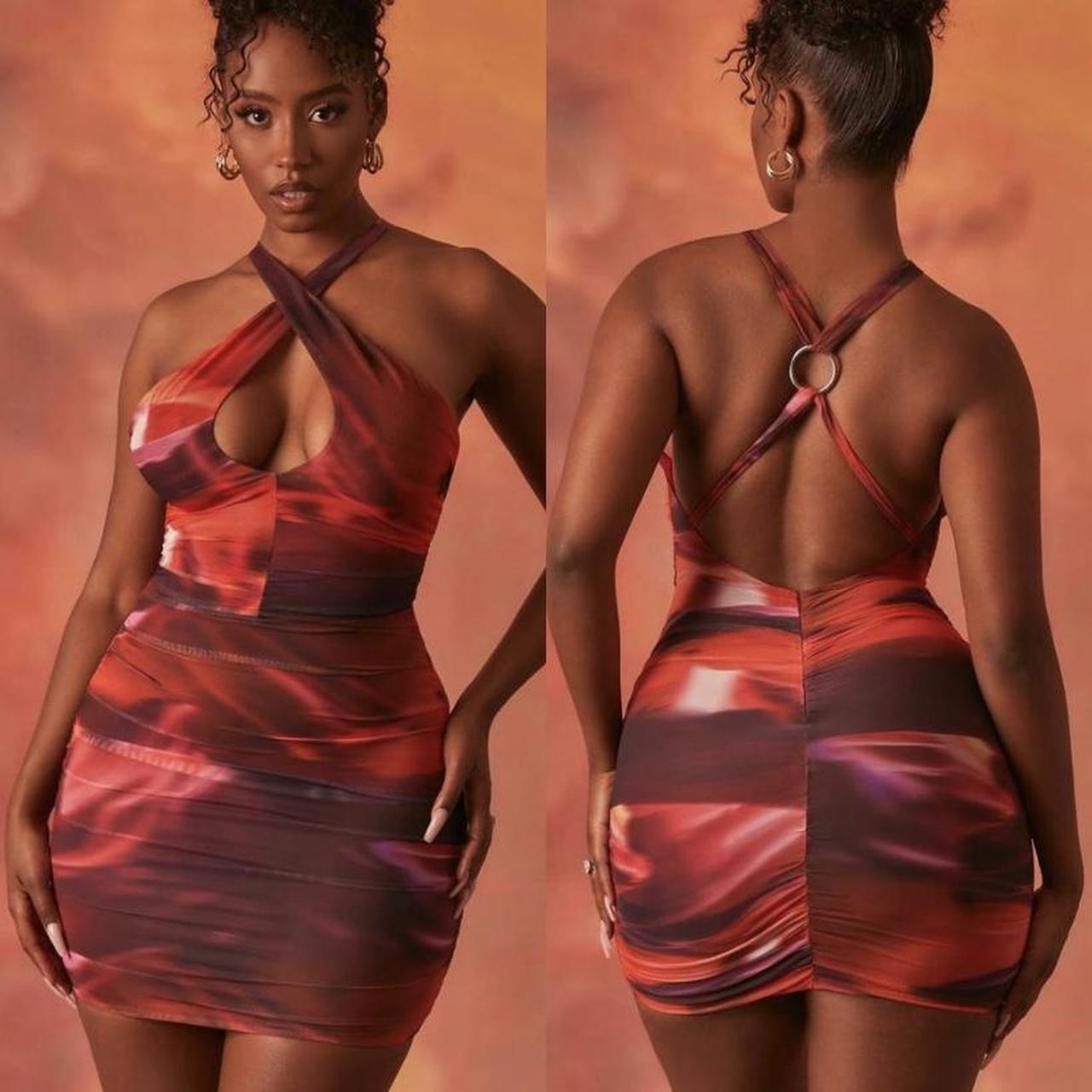 OUT OF THIS WORLD Crossover Ruched Mesh Mini Dress... - Depop