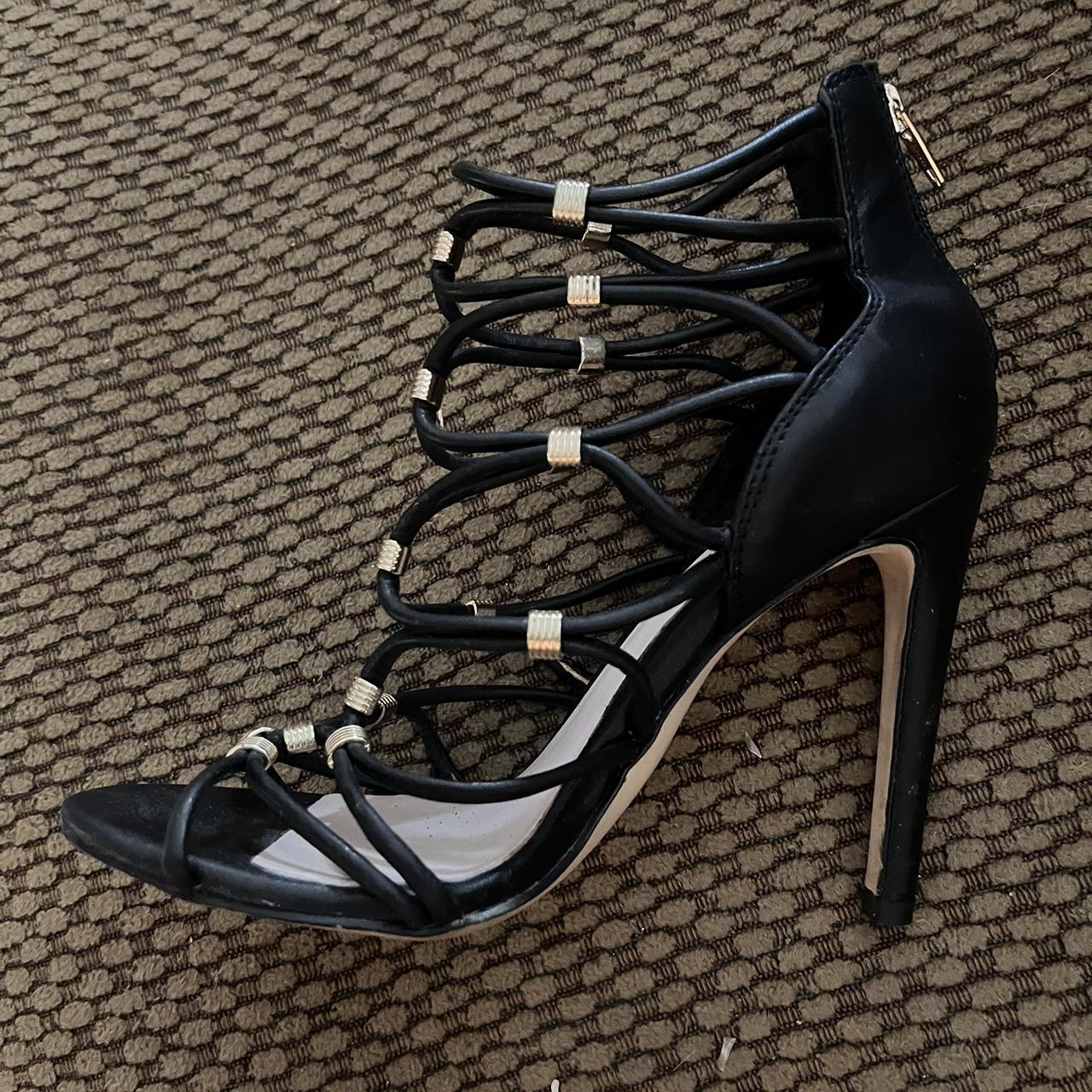 Aldo black and gold heels best sale