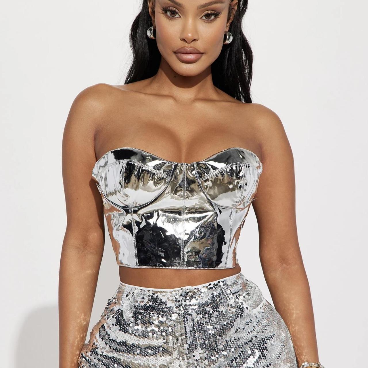 Fashion Nova Reflective Nights Corset Top Depop