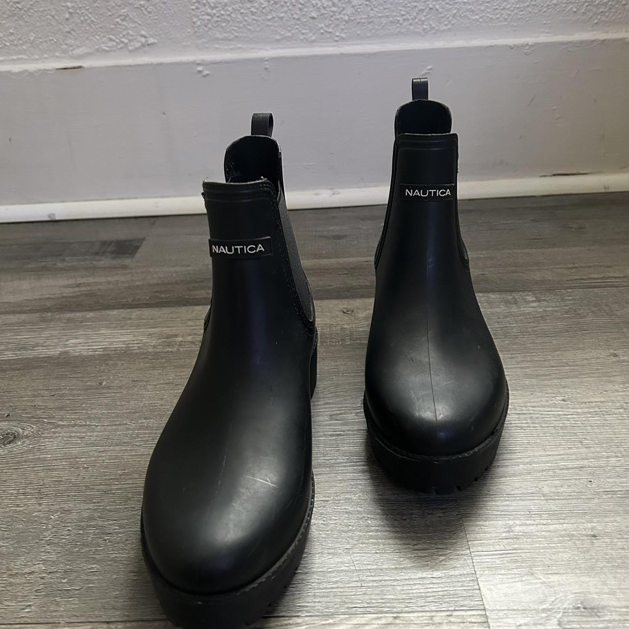 nautica black rain boots