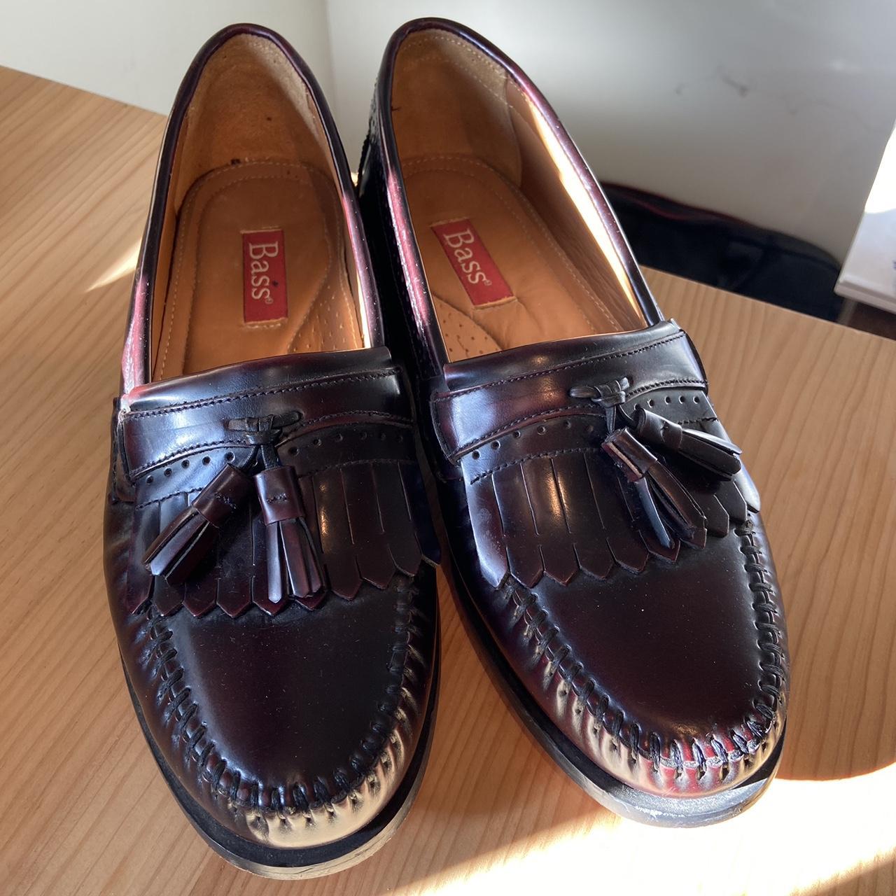 Vintage Men's Bass Loafer Tassel Slip On Cordovan... - Depop