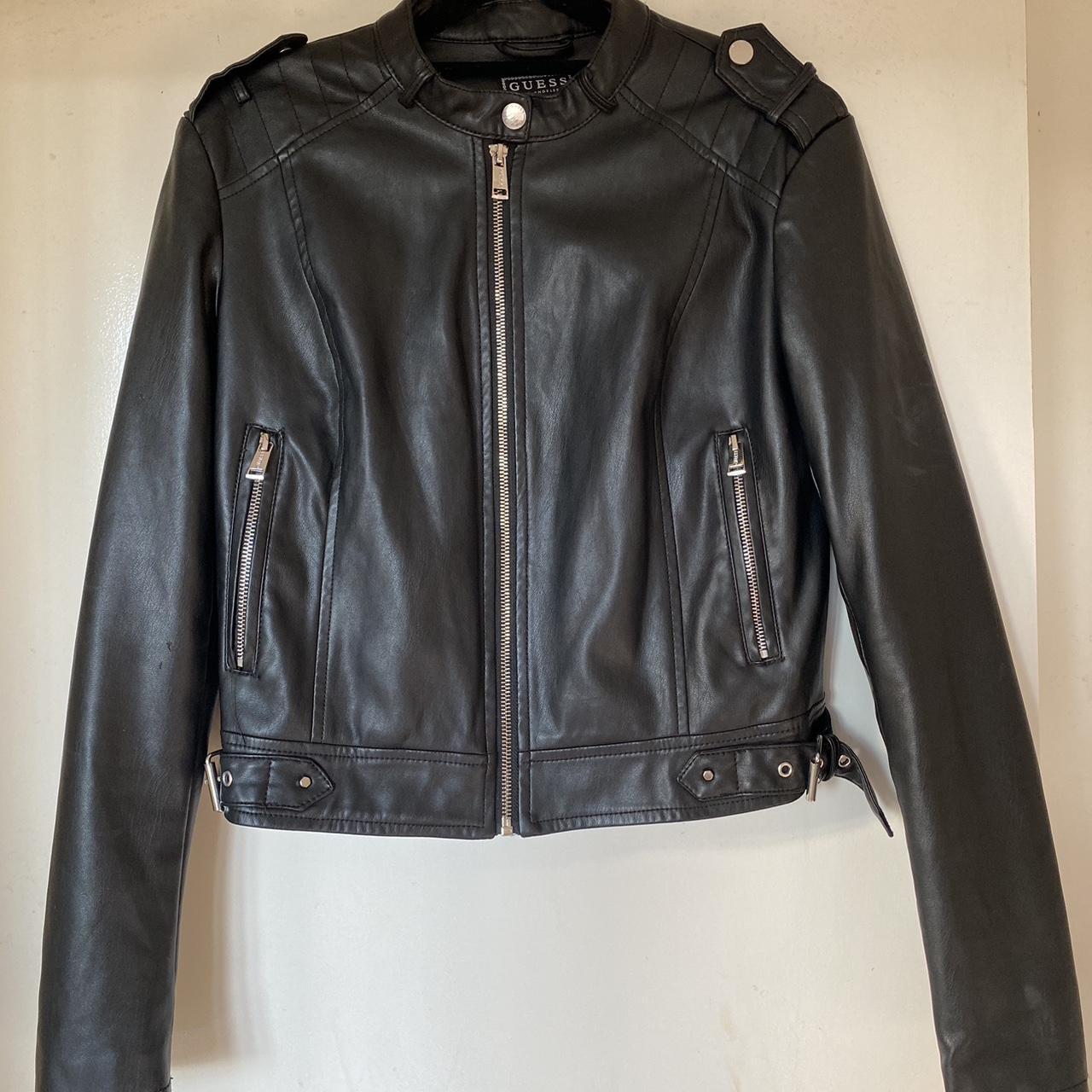 🖤Guess black leather jacket🖤 - In good condition,... - Depop