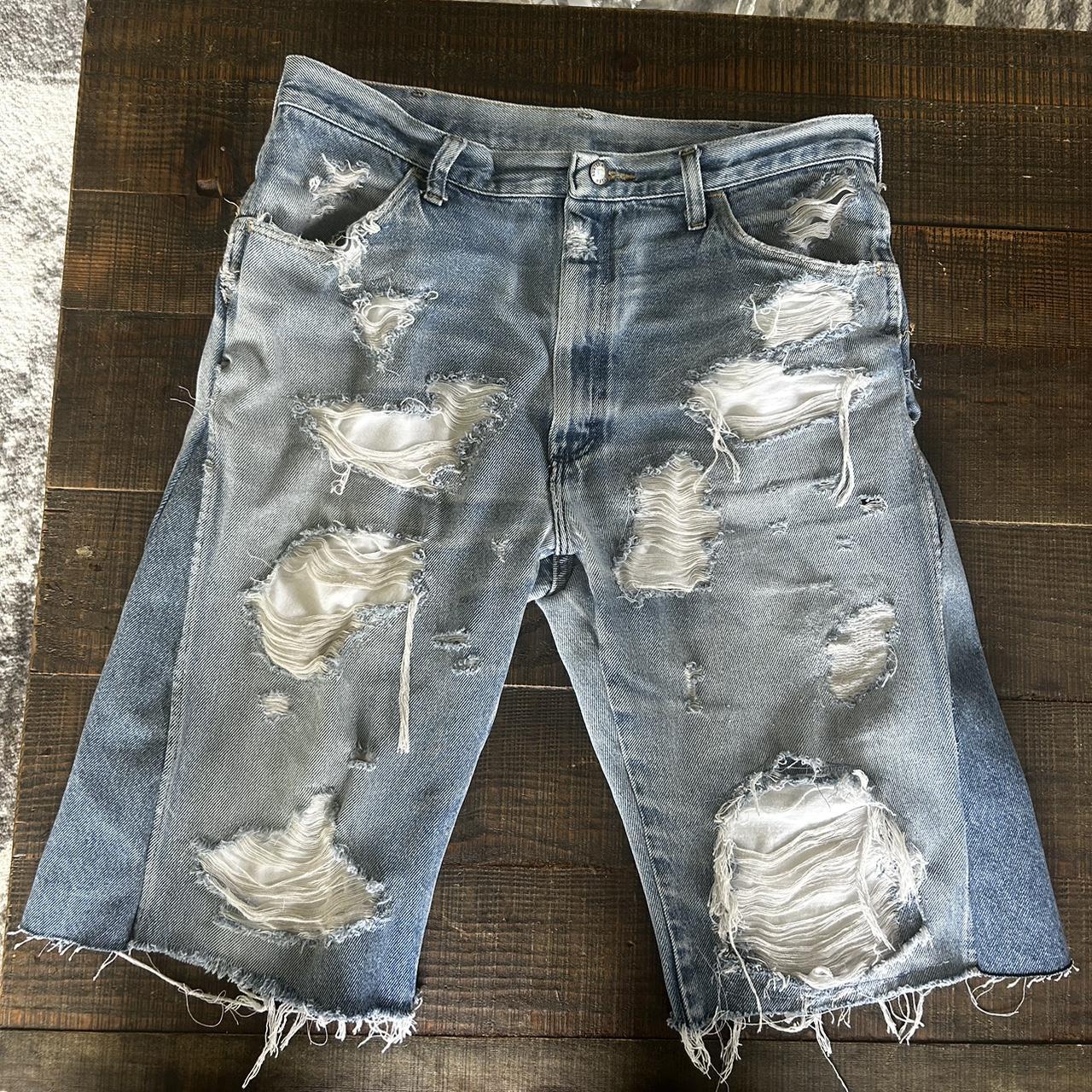 Destroyed Denim Jorts Inspired by balenciaga... - Depop