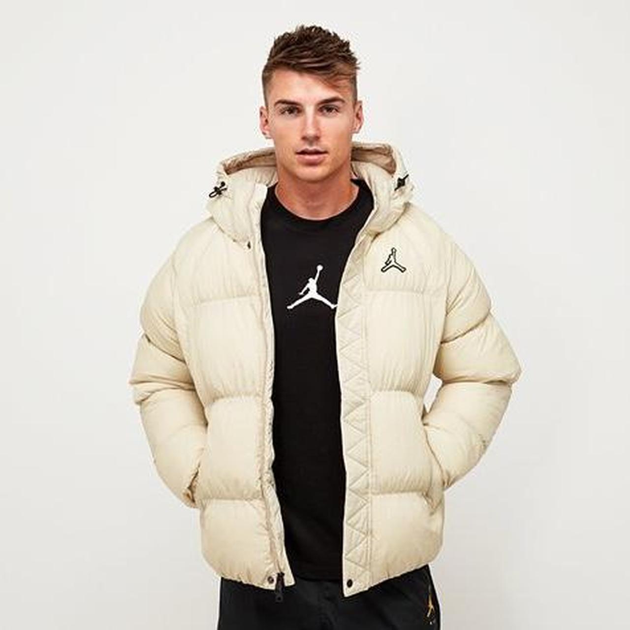 nike cream high neck padded jacket