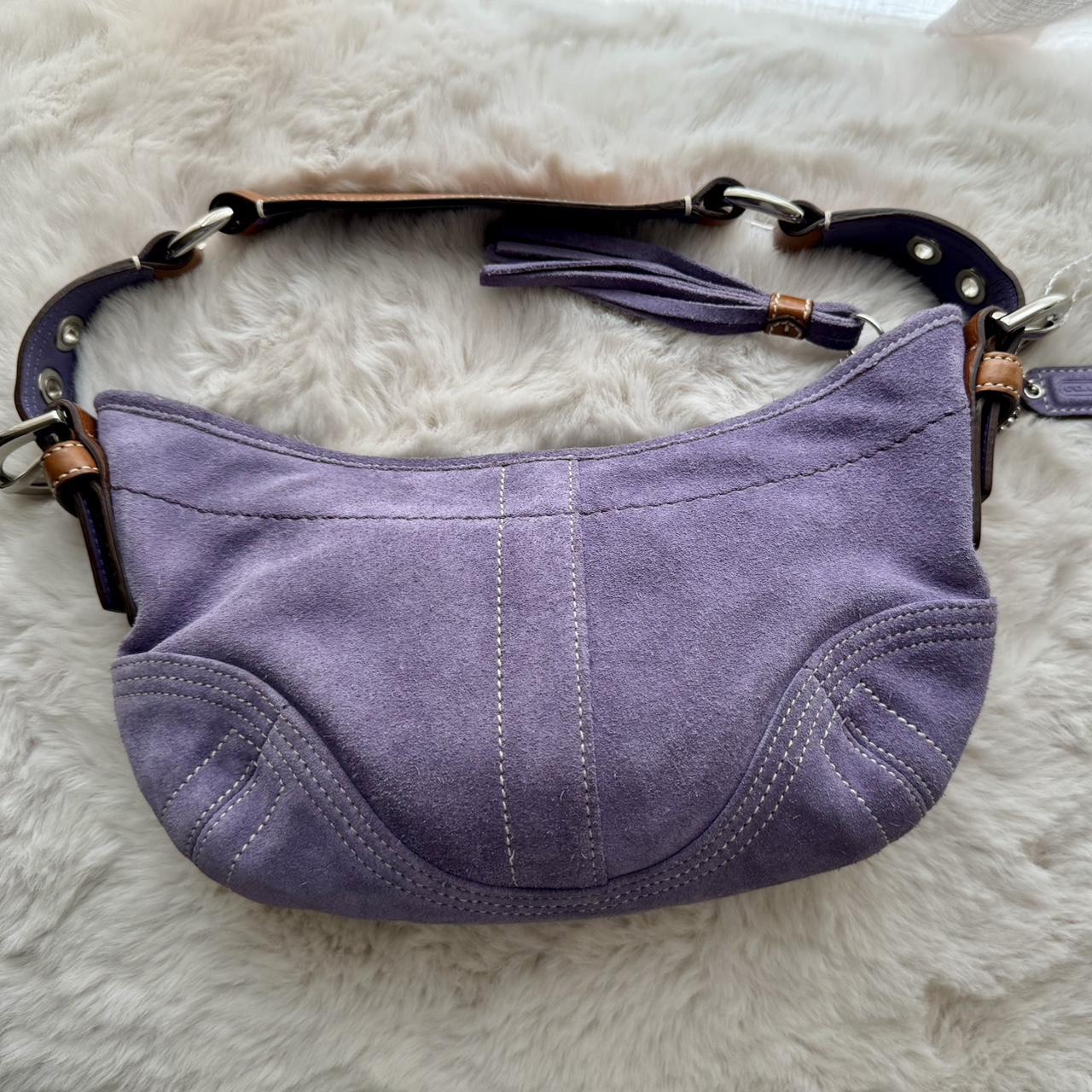 バッグ Coach mini Signature Small Hobo Purple Coach Purple Signature Chain Hobo Shoulder Bag, Excellent