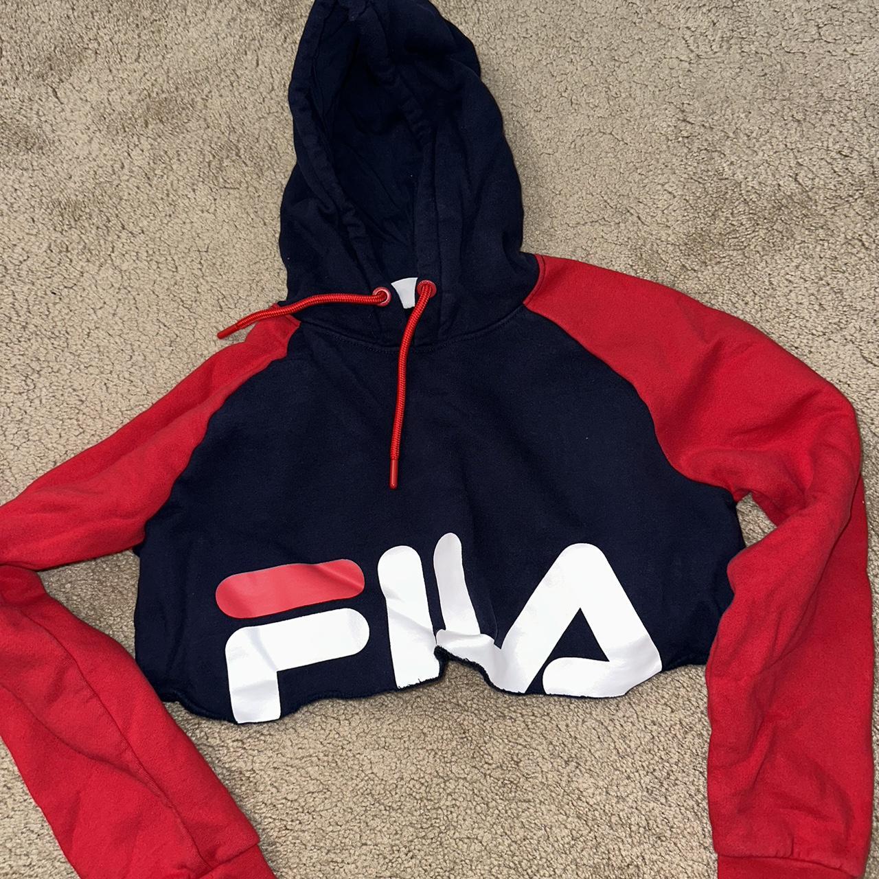 Fila luciana navy & red crop hoodie hotsell