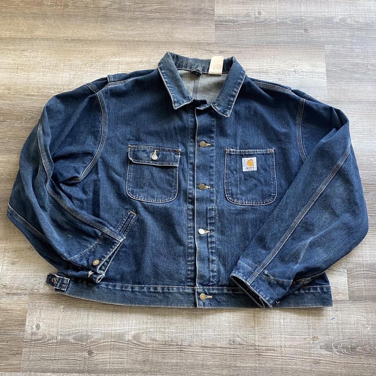 Vintage 90s Carhartt Denim Trucker Jacket Adult. Depop