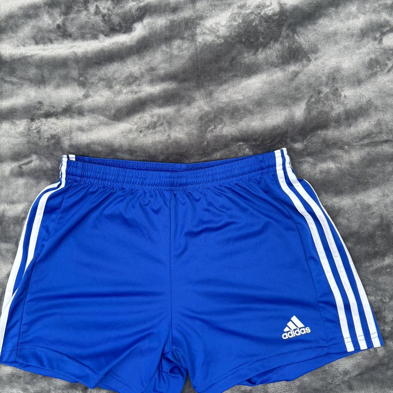 Adidas blue shorts Size small Nice bright blue and... - Depop