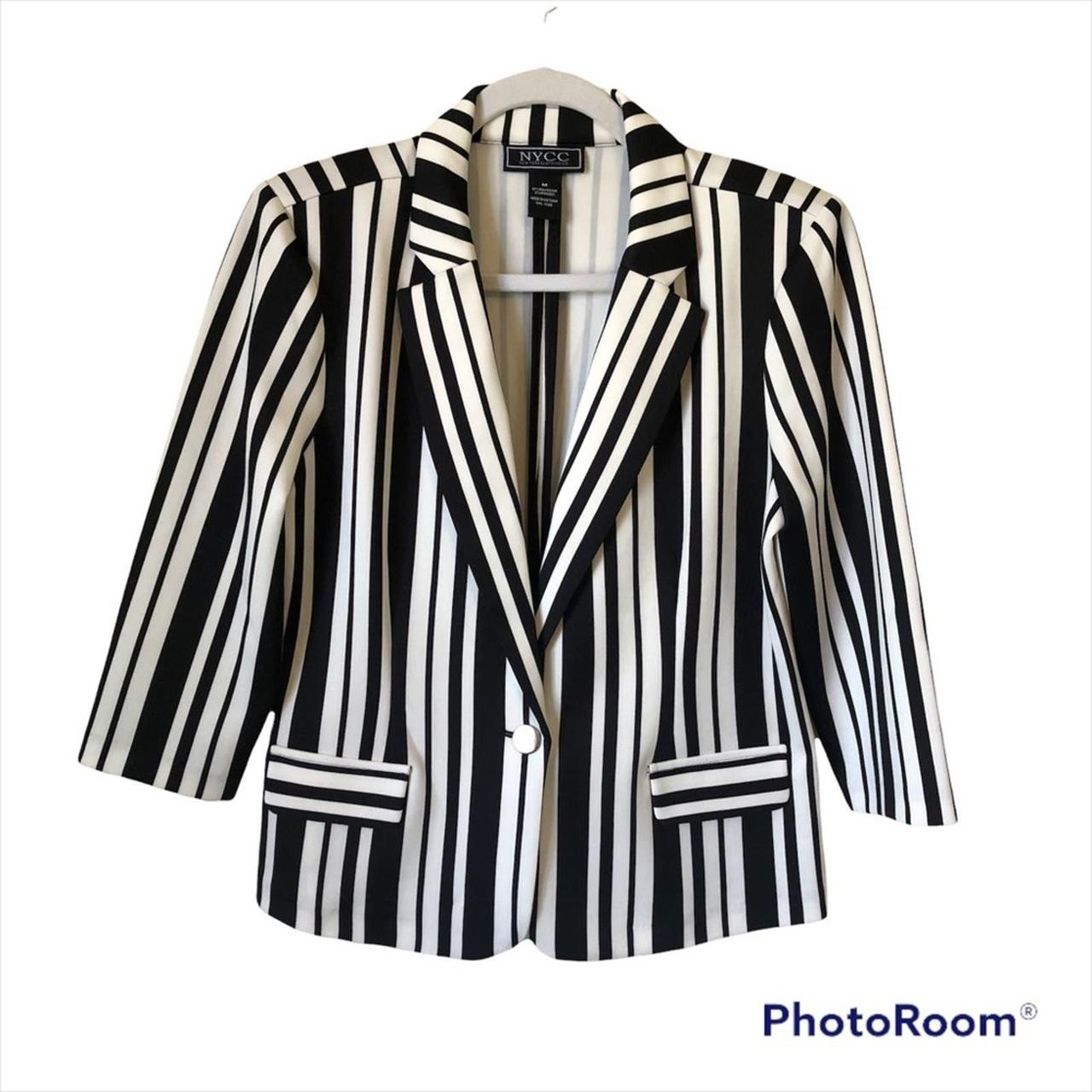 Black and white vertical striped jacket hotsell