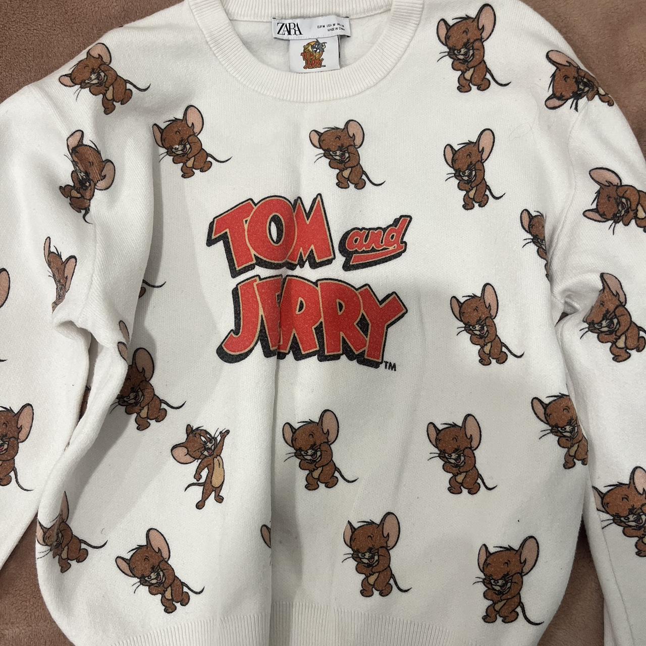 Zara Tom and Jerry white and brown sweater