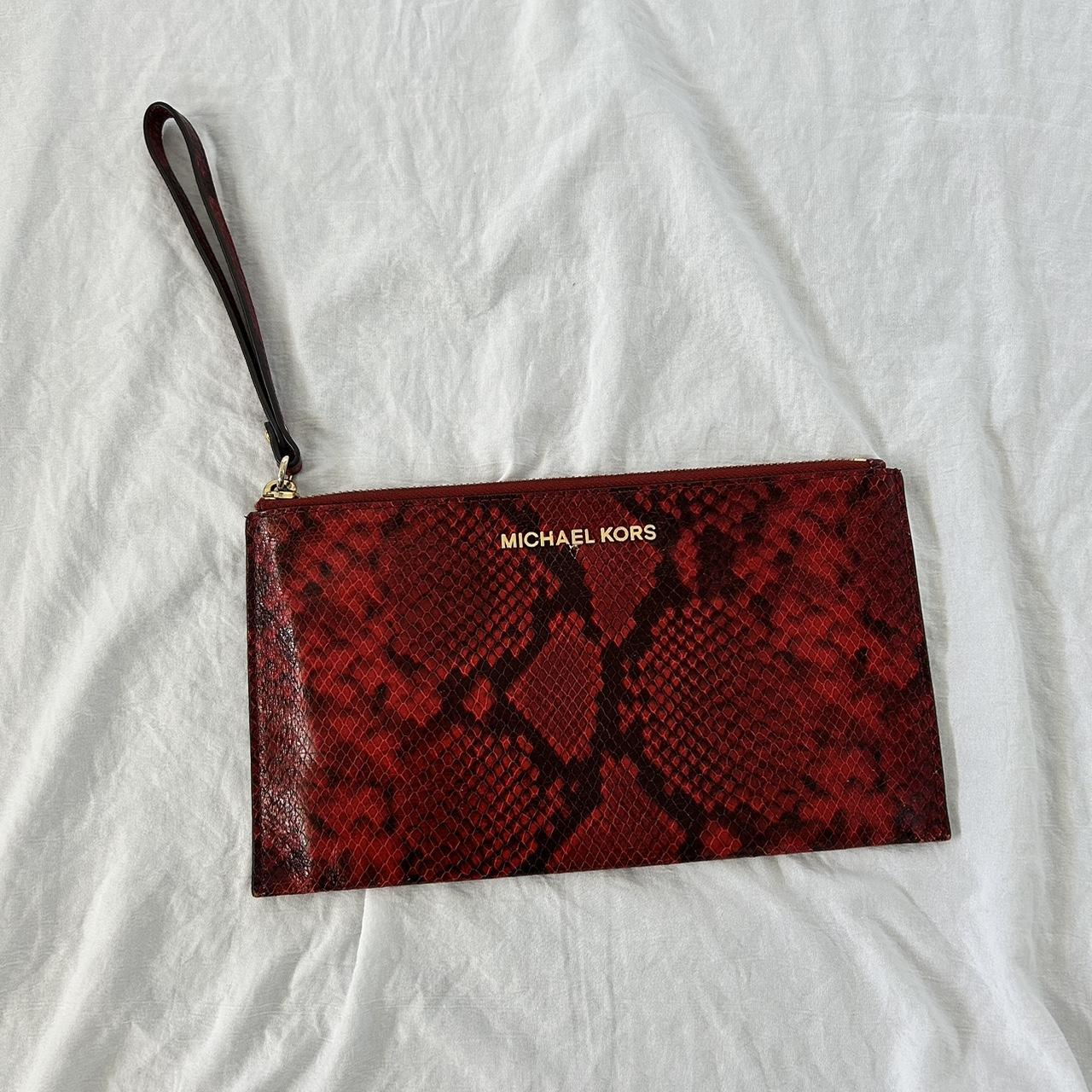 MICHAEL KORS red leather snakeskin wallet like new. Depop