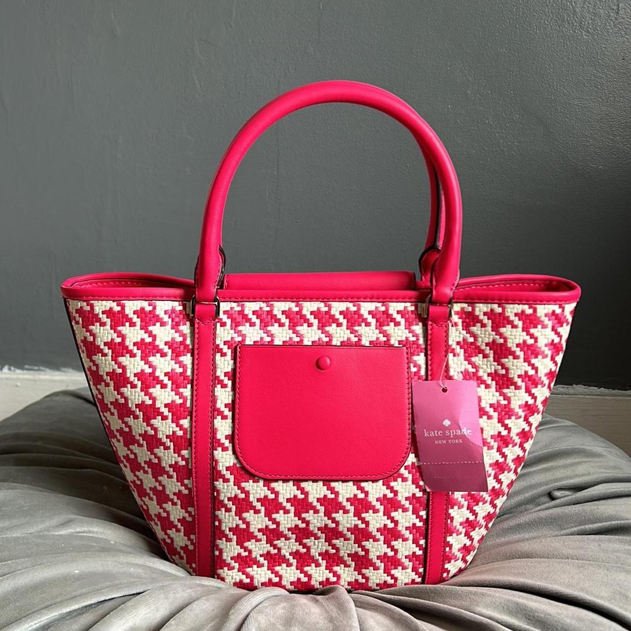 Kate Spade Pink selling Houndstooth Cruise Medium Tote Shoulder Bag Purse