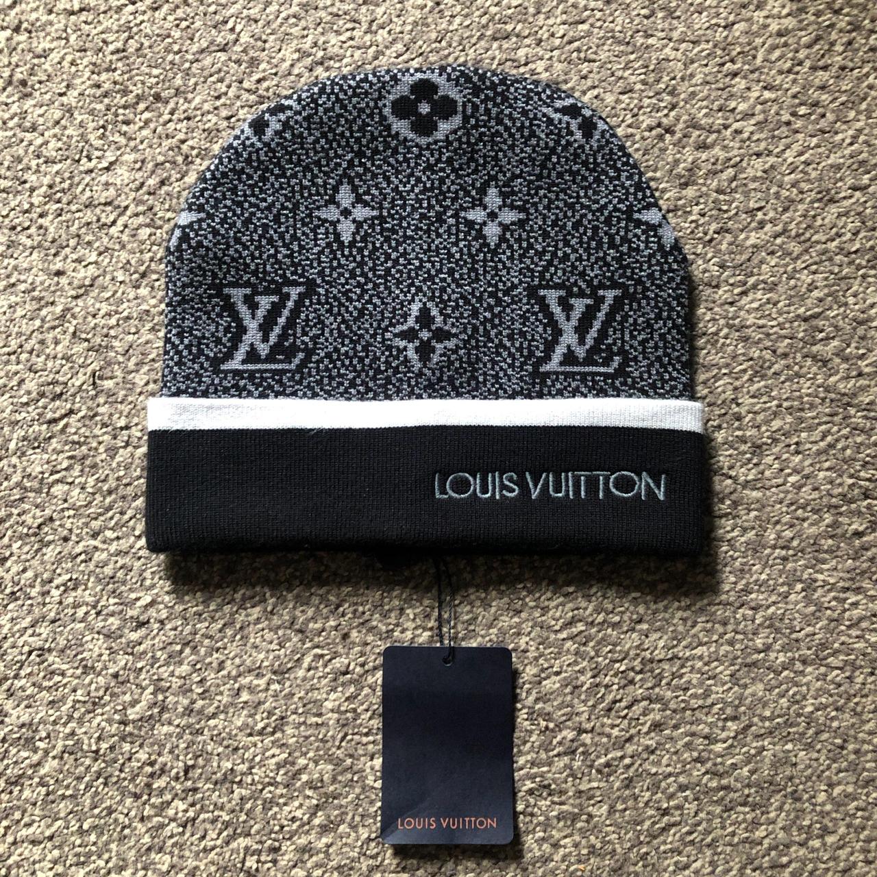 LV Monogram Beanie White/Black/Grey - Depop