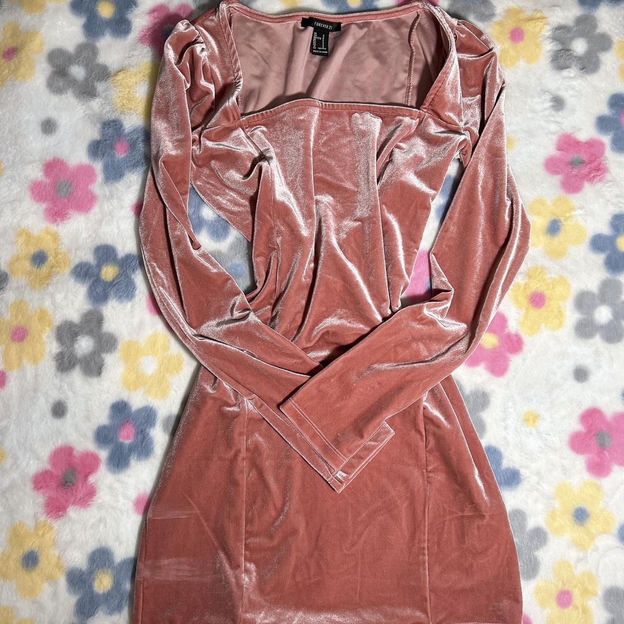 forever 21 pink/salmon velvet dress ...