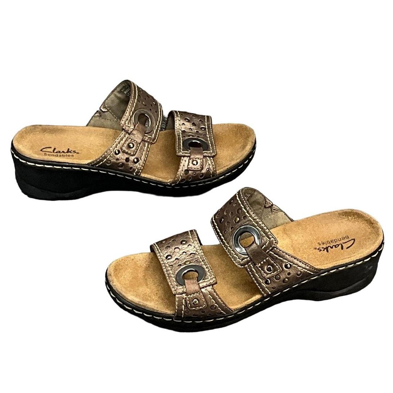 Clarks pewter sandals deals