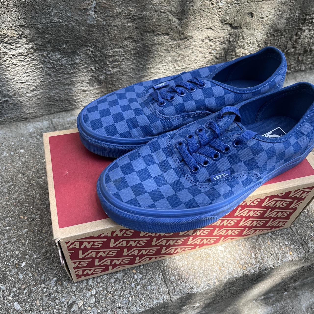 Unisex Vans blue checkered trainers skater Worn. Depop