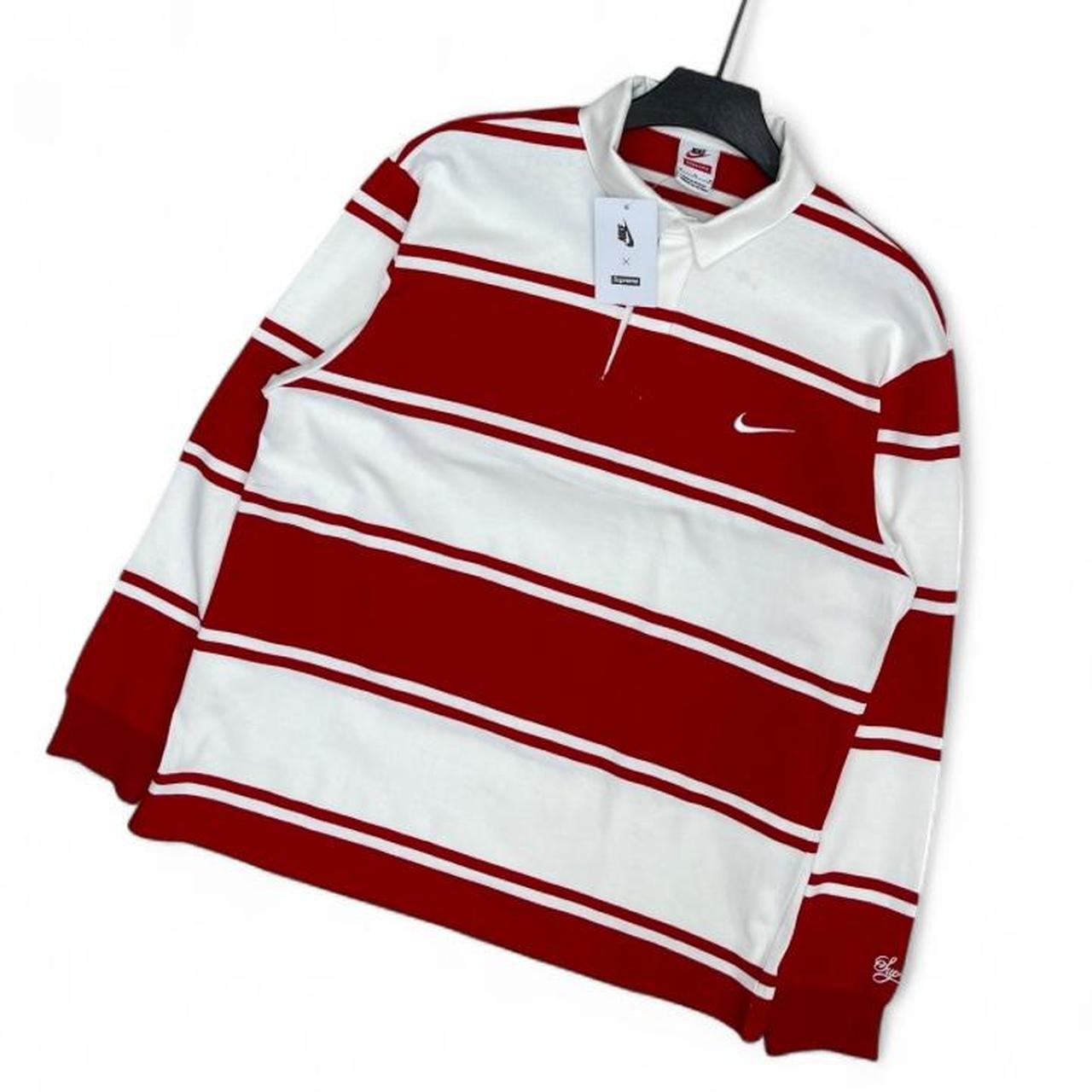 Supreme Nike Stripe Rugby Shirt 赤 RED L Supreme Nike Stripe Rugby (SS25) - $128