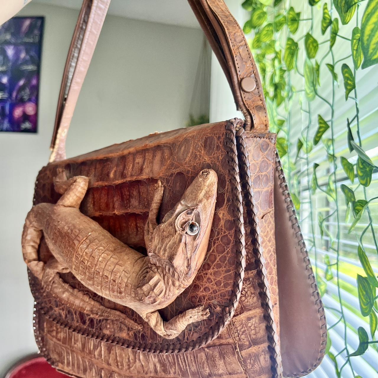 バッグ 00s archive crocodile leather hand bag Large Early 2000's RED Crocodile Belly Skin Handbag SATCHEL